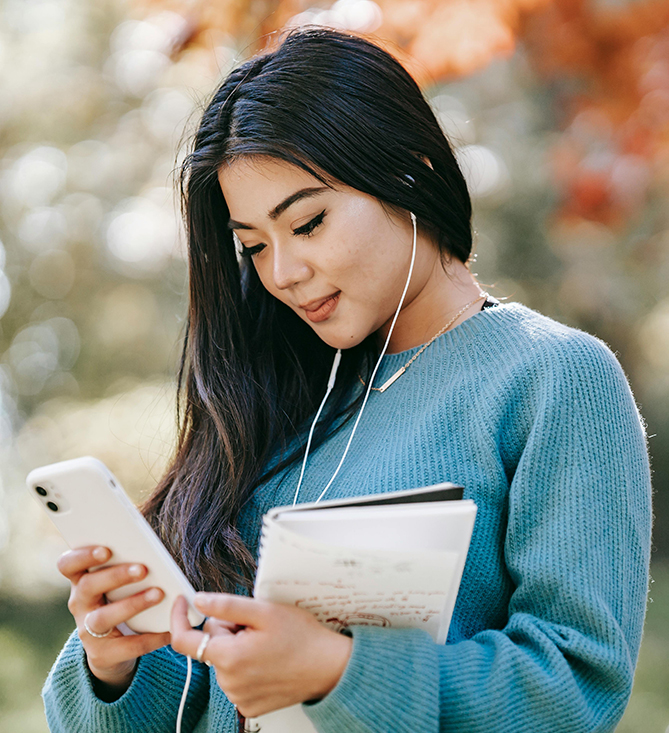 young woman texting
