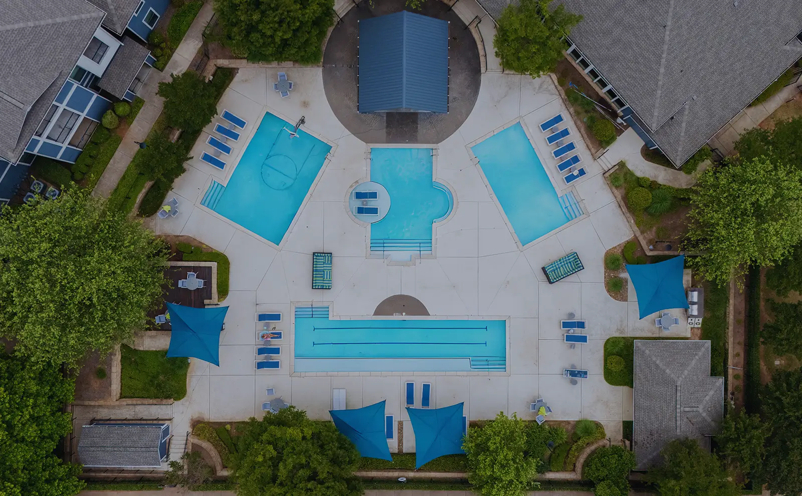 Aerial view of the pools